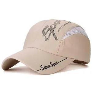 Letters Printed Mesh Spliced Baseball Hat - Candy Beige