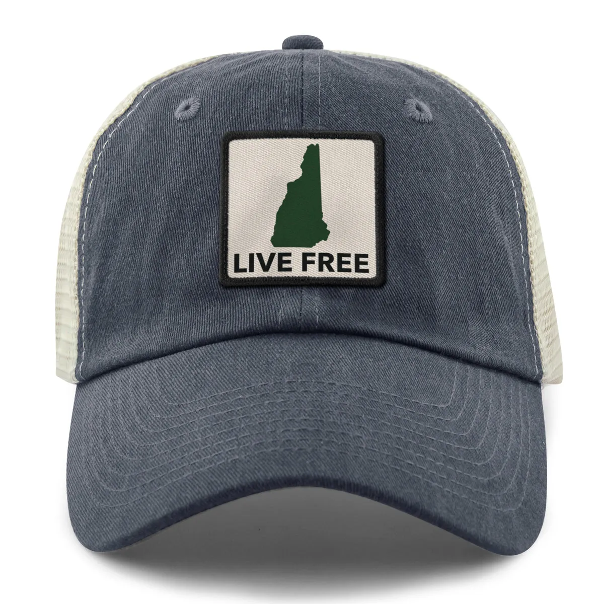 Live Free New Hampshire Printed Patch Relaxed Trucker