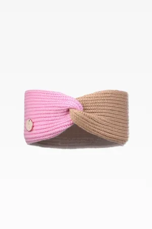Maisie Pink Mix Ladies Rib Headband: Cashmere & Wool Blend