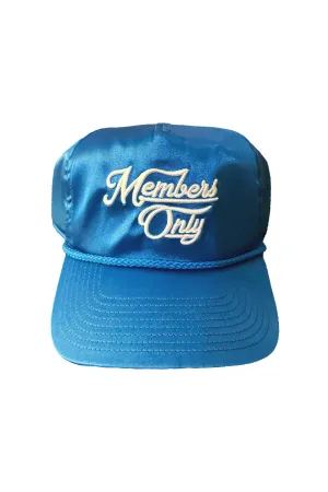 MEMBERS EXCLUSIVE VINTAGE SATIN SCRIPT TRUCKER HAT - OCEAN
