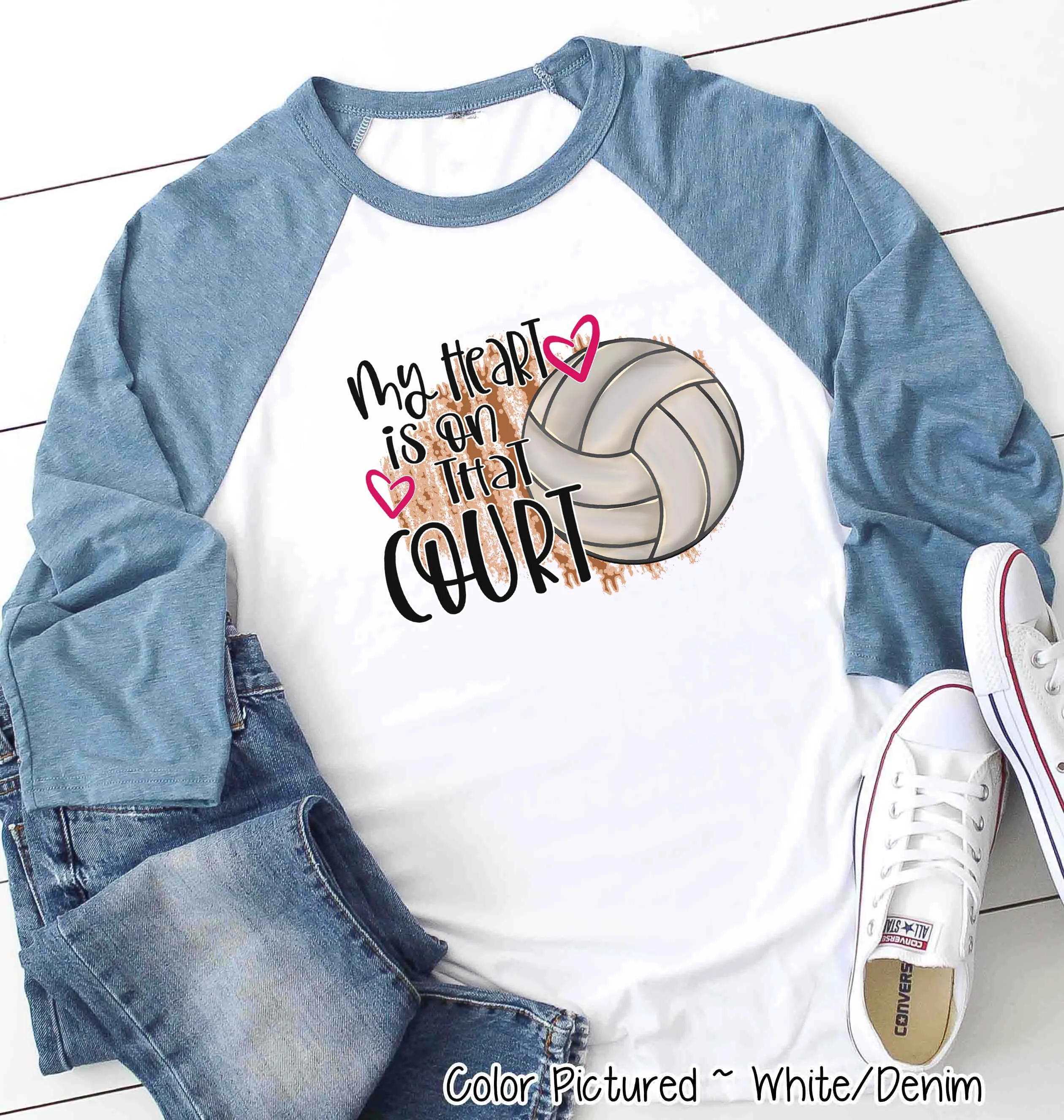 My Heart is On That Court Volleyball Mom Tee