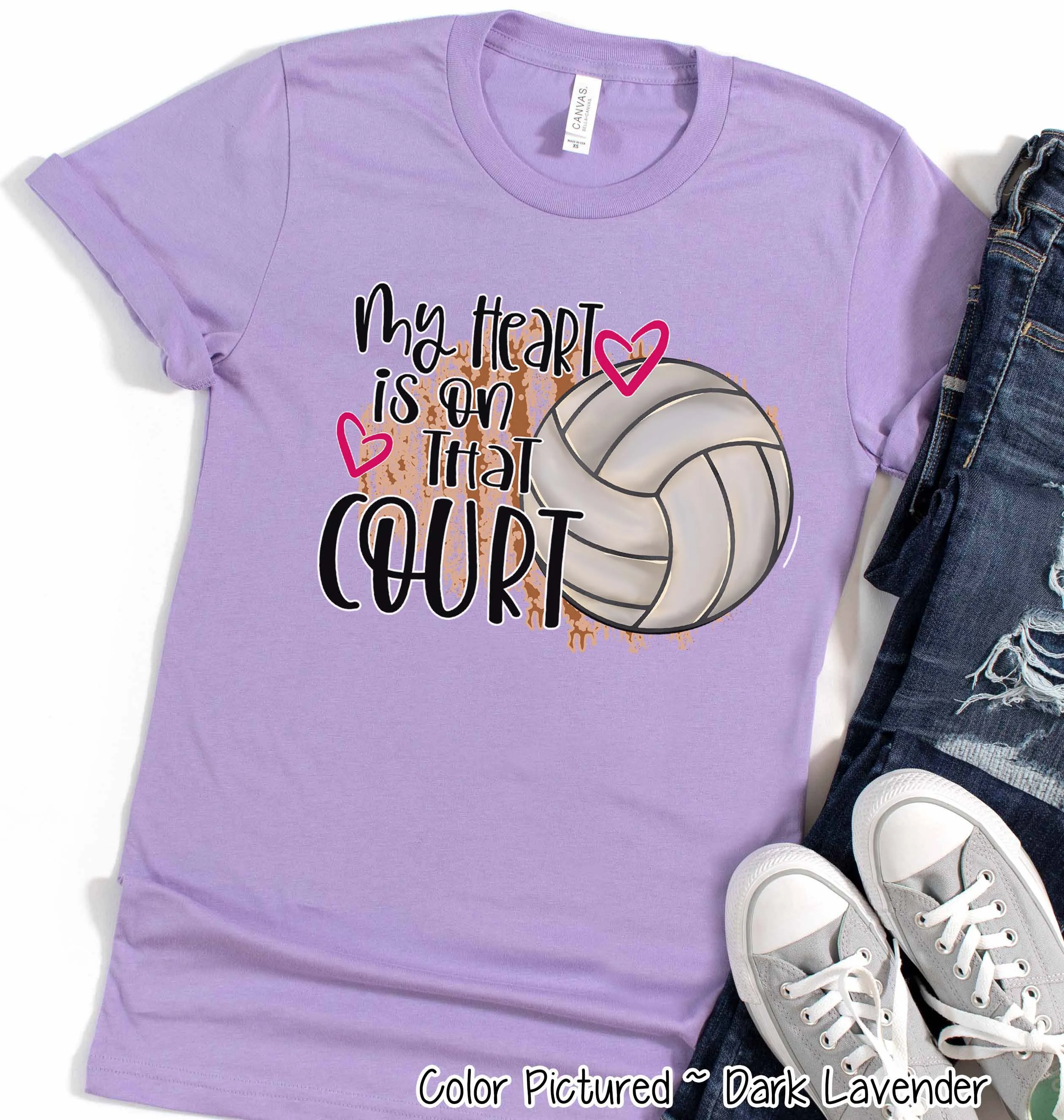 My Heart is On That Court Volleyball Mom Tee