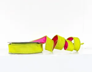 Nancy Brown 1" Silk w/ Metallic Back: Lime Green, Pink (10 Yards) 20-51300
