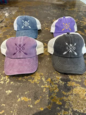 Nola Arrow embroidered Vintage Wash Baseball hat with mesh back