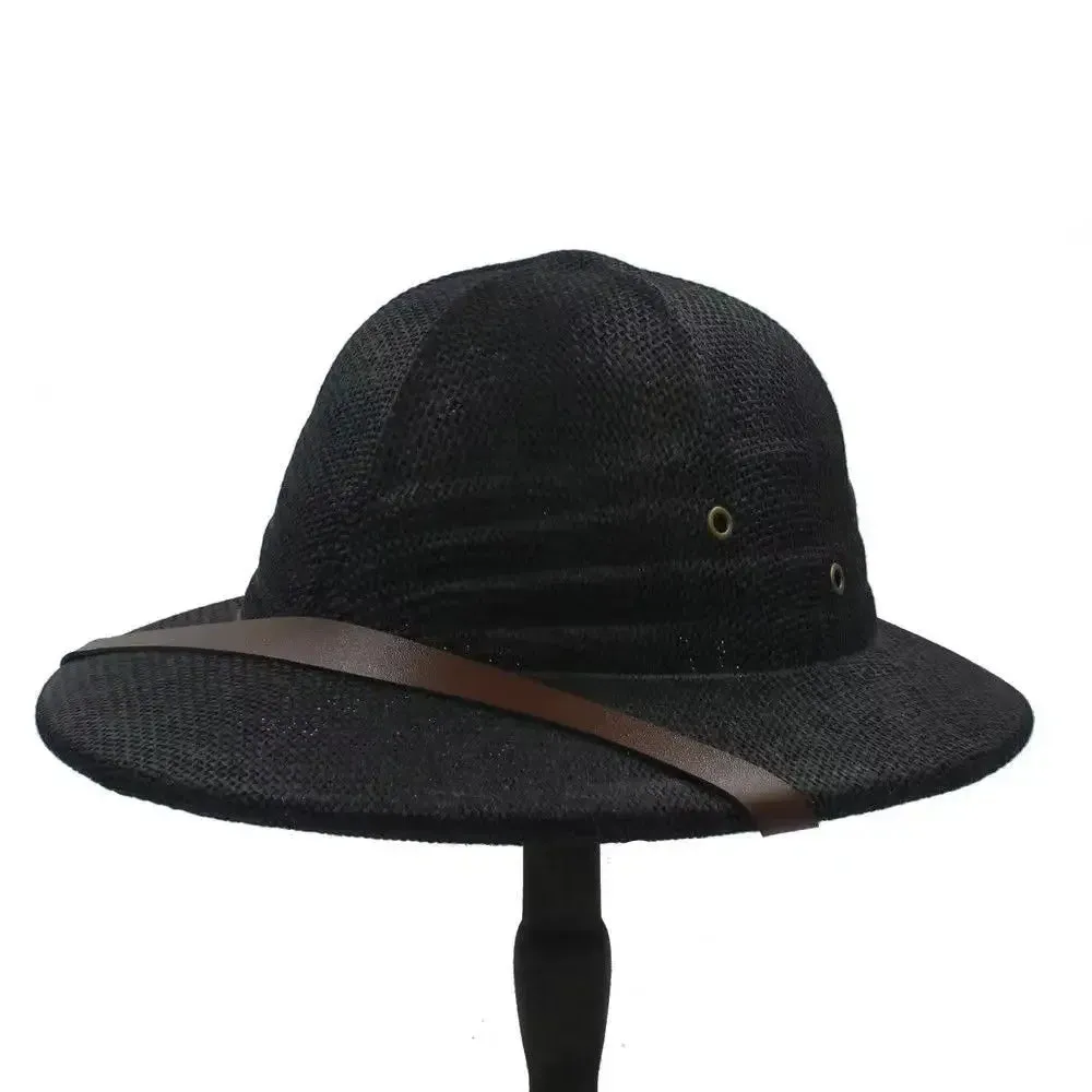 Novelty Men Straw Helmet Pith Sun Hats Men Vietnam War Army Hat Dad Boater Bucket Hats Safari Jungle Miners Cap