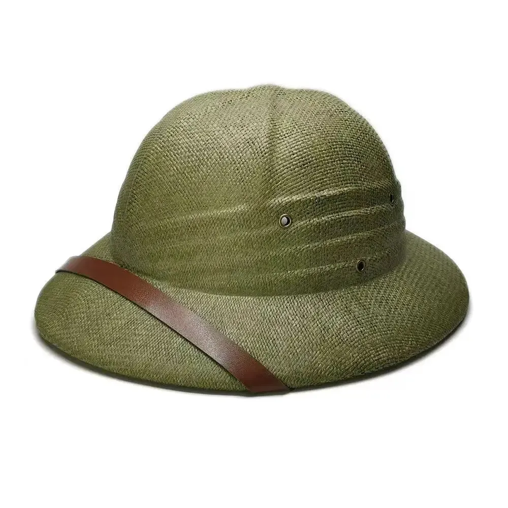 Novelty Men Straw Helmet Pith Sun Hats Men Vietnam War Army Hat Dad Boater Bucket Hats Safari Jungle Miners Cap