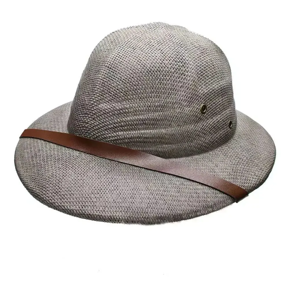 Novelty Men Straw Helmet Pith Sun Hats Men Vietnam War Army Hat Dad Boater Bucket Hats Safari Jungle Miners Cap