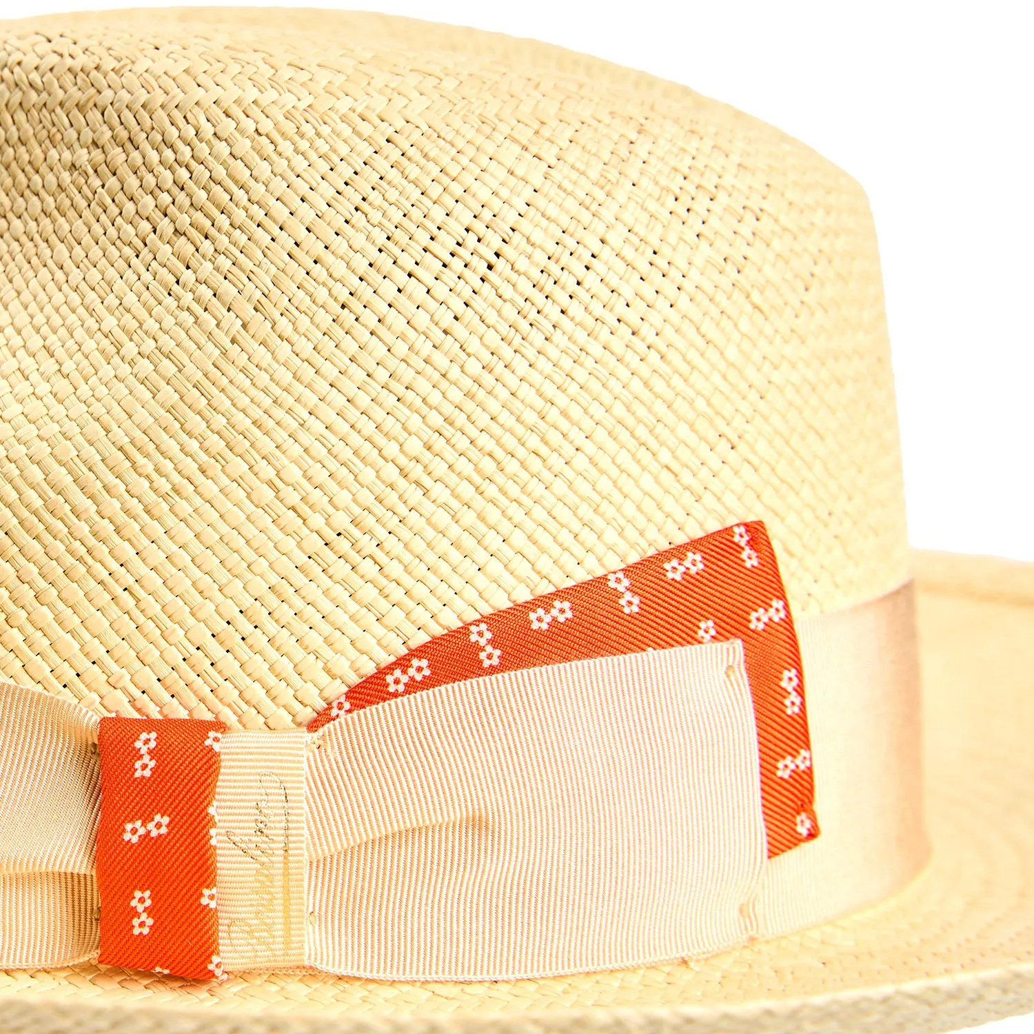 PANAMA AMEDEO MODEL  WITH ORANGE SILK DETAILS - 55 cm