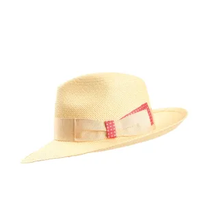 PANAMA AMEDEO MODEL WITH PINK SILK DETAILS ON BOW AND BAND, 55 CM