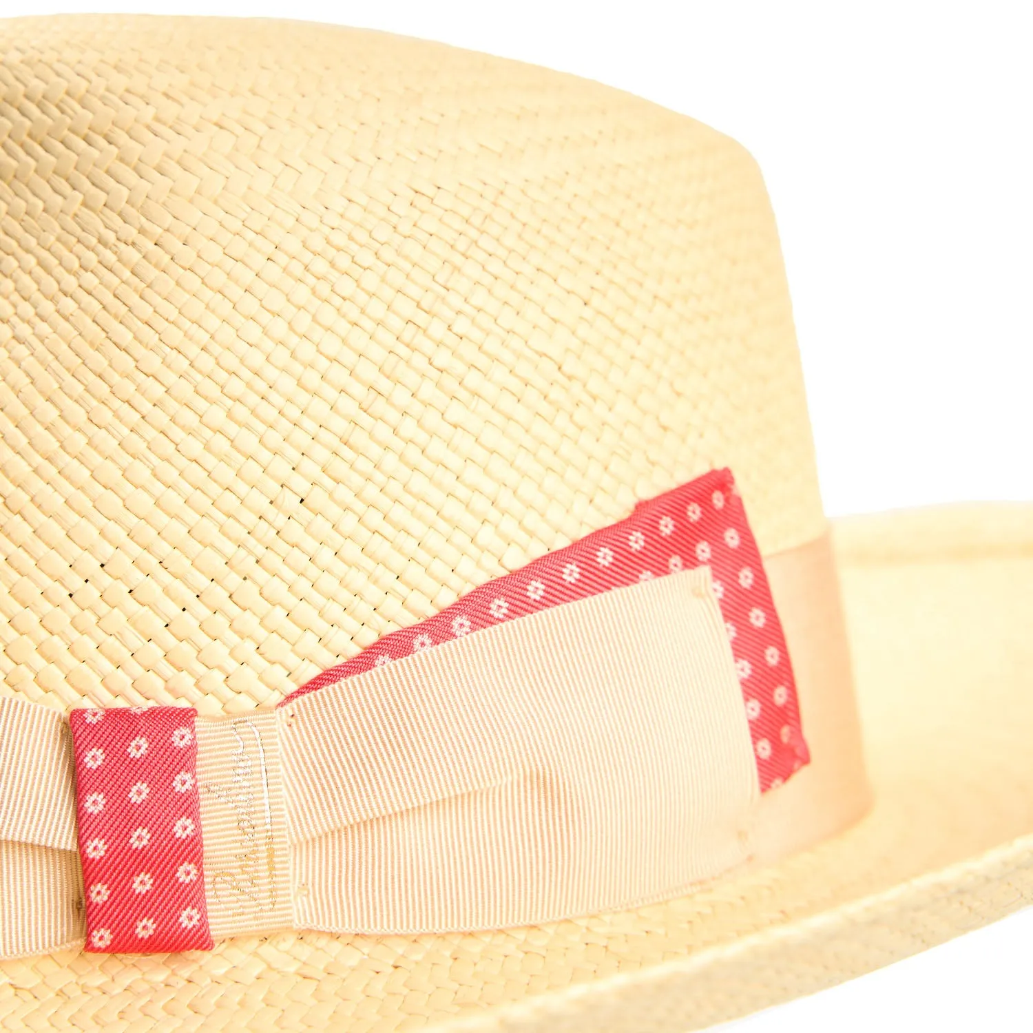 PANAMA AMEDEO MODEL WITH PINK SILK DETAILS ON BOW AND BAND, 55 CM