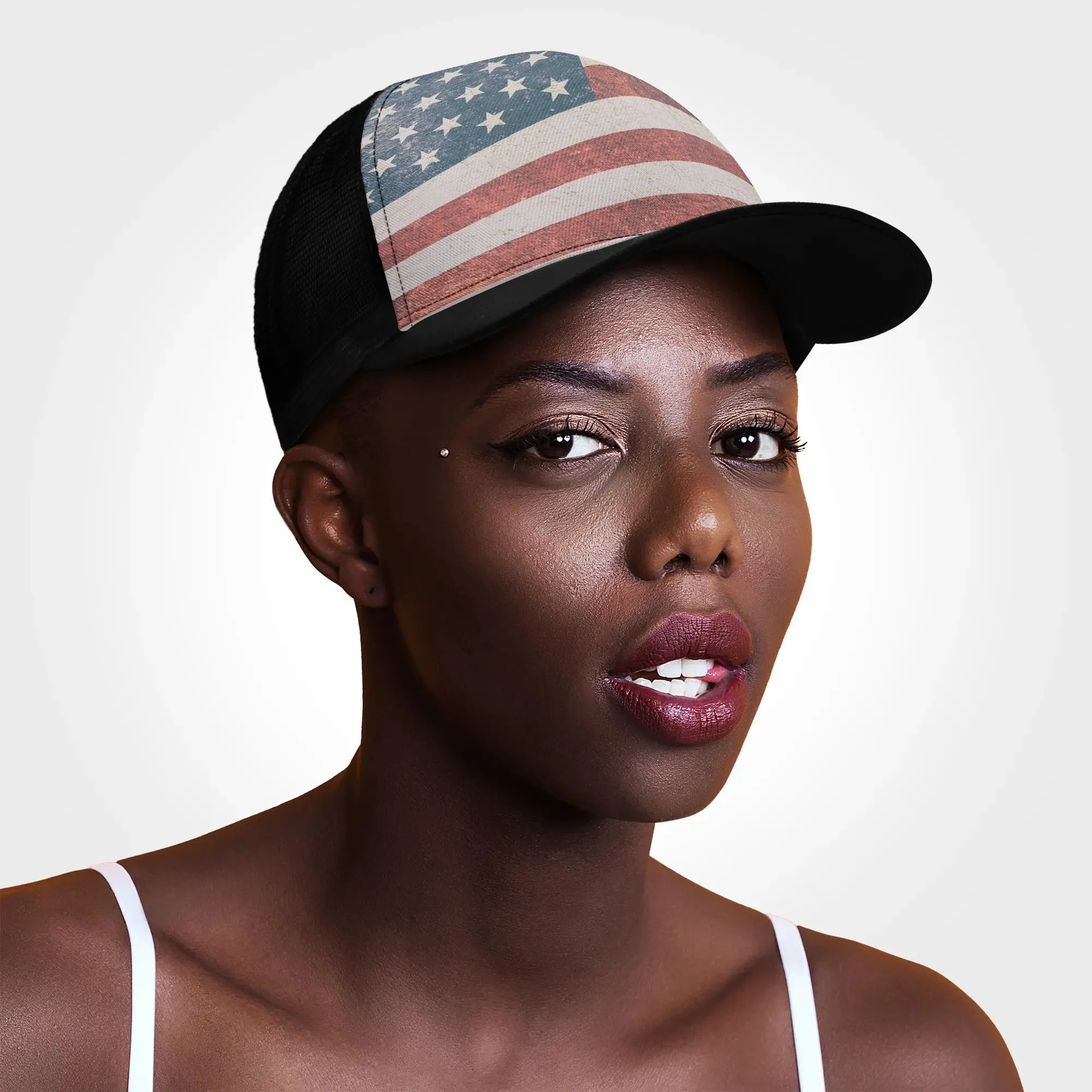 Patriotic Design Printed Trucker Hat