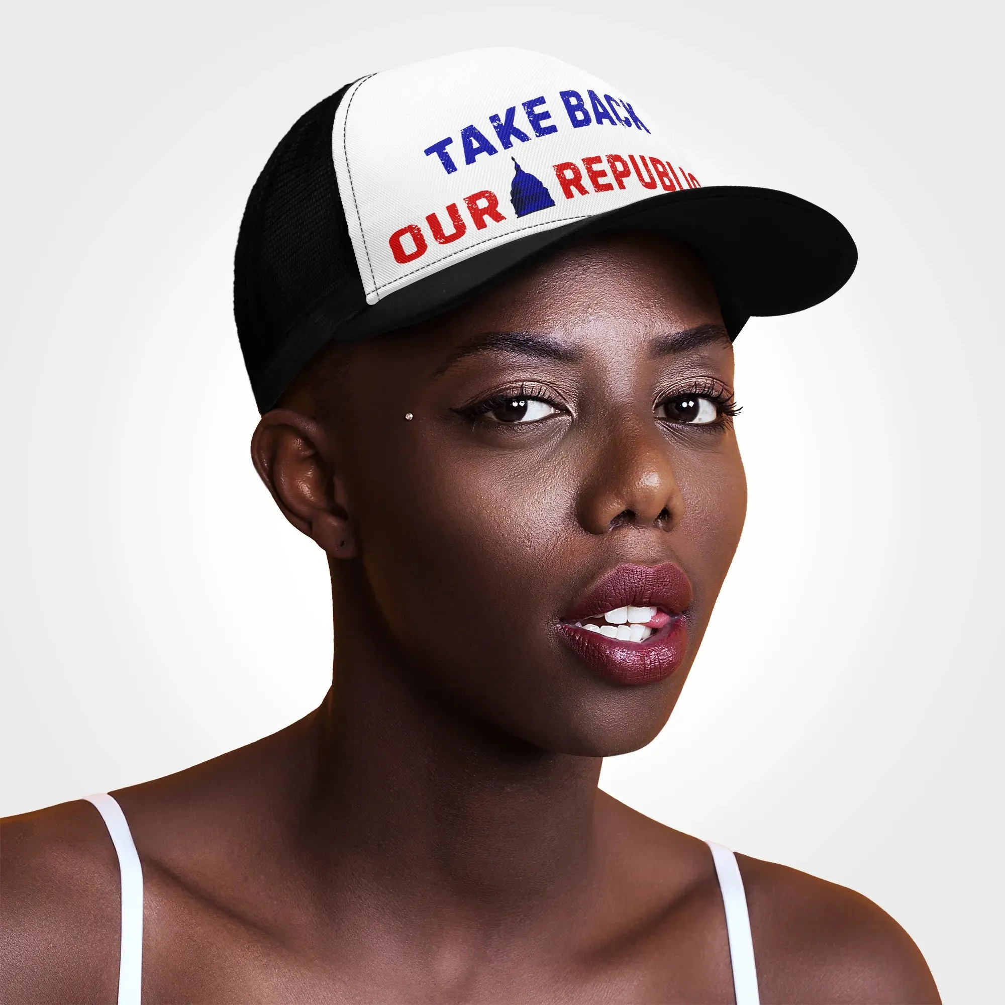Patriotic Design Printed Trucker Hat