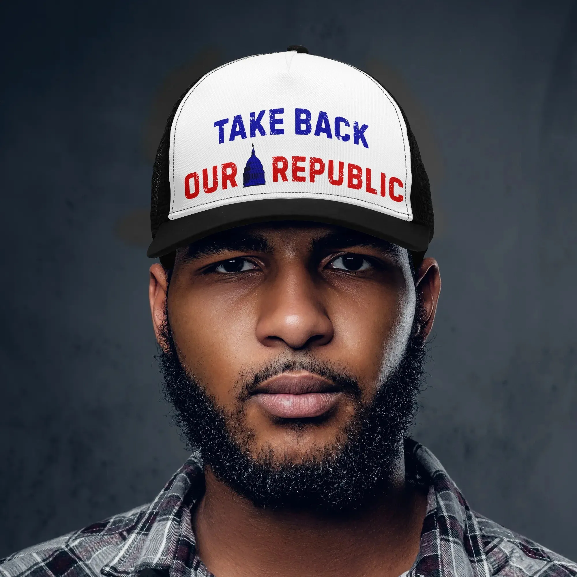 Patriotic Design Printed Trucker Hat