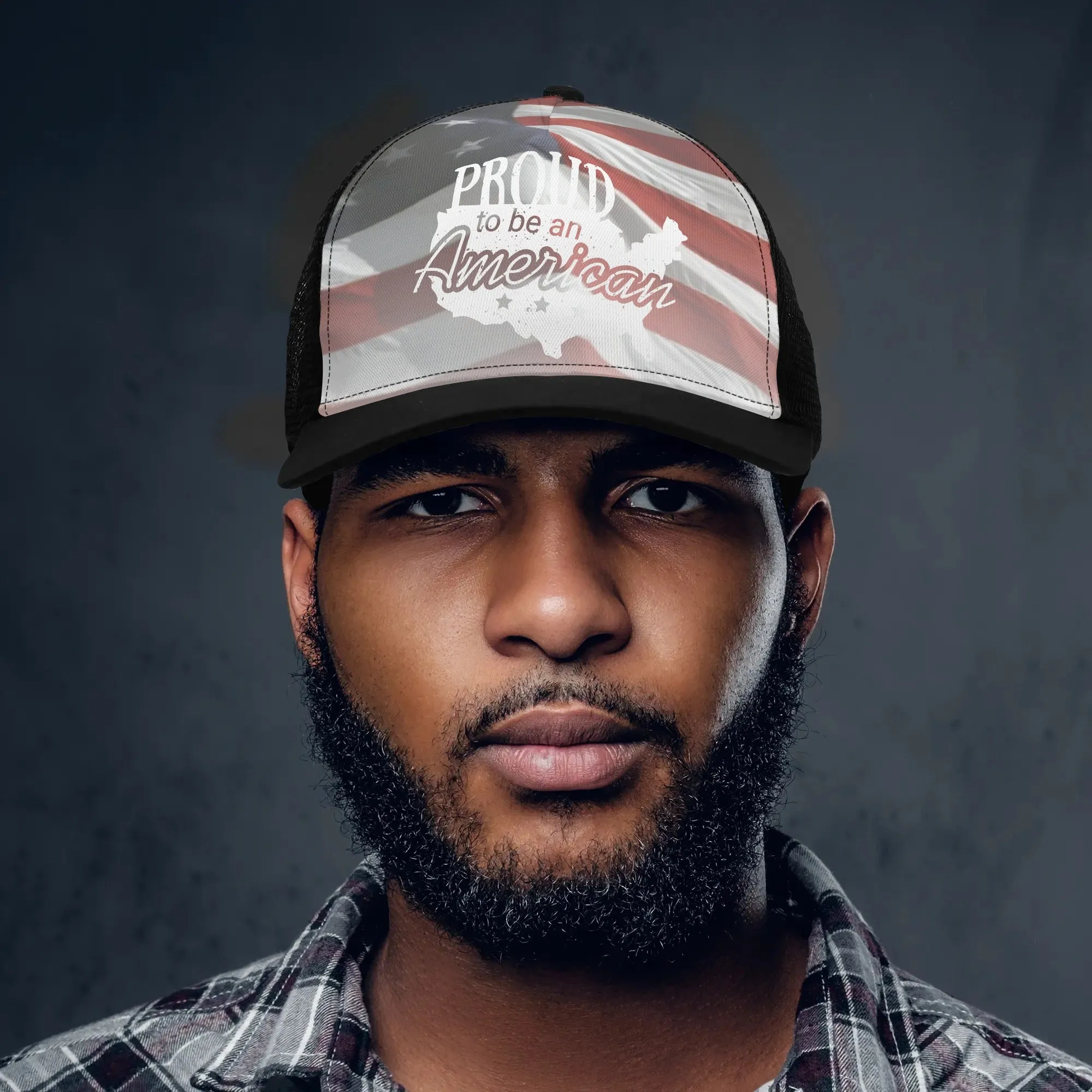 Patriotic Design Printed Trucker Hat