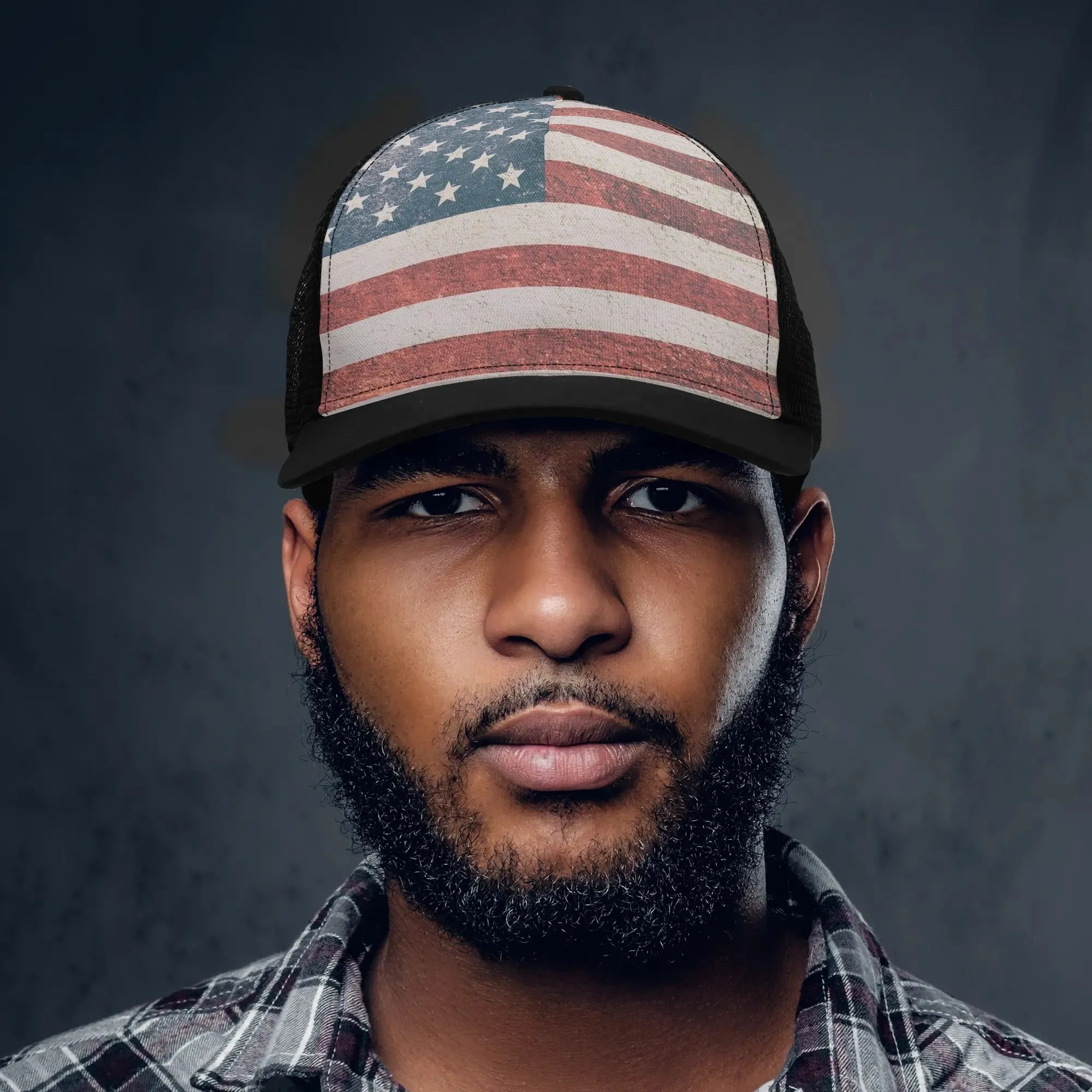 Patriotic Design Printed Trucker Hat
