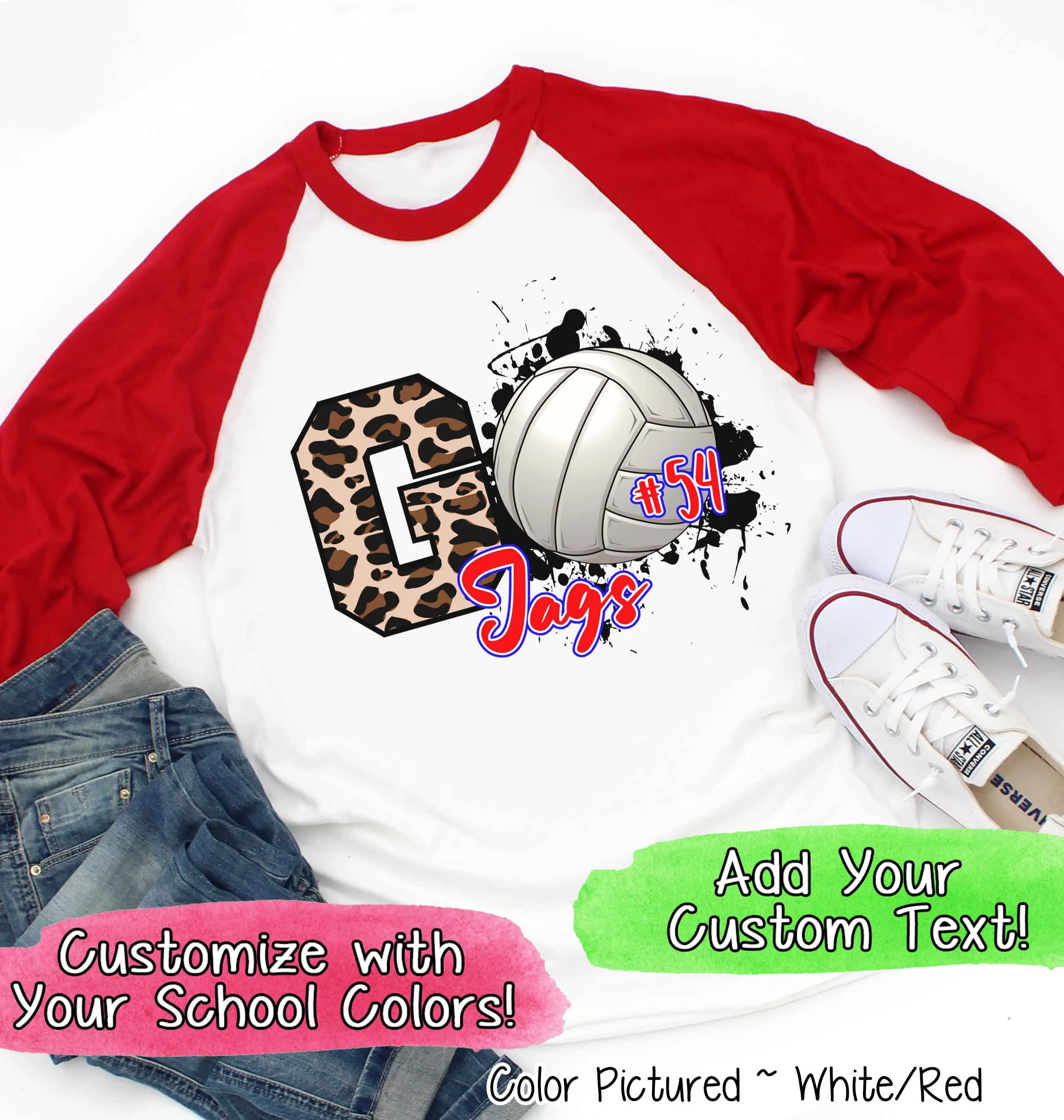 Personalized Leopard Go Volleyball Fan Tee