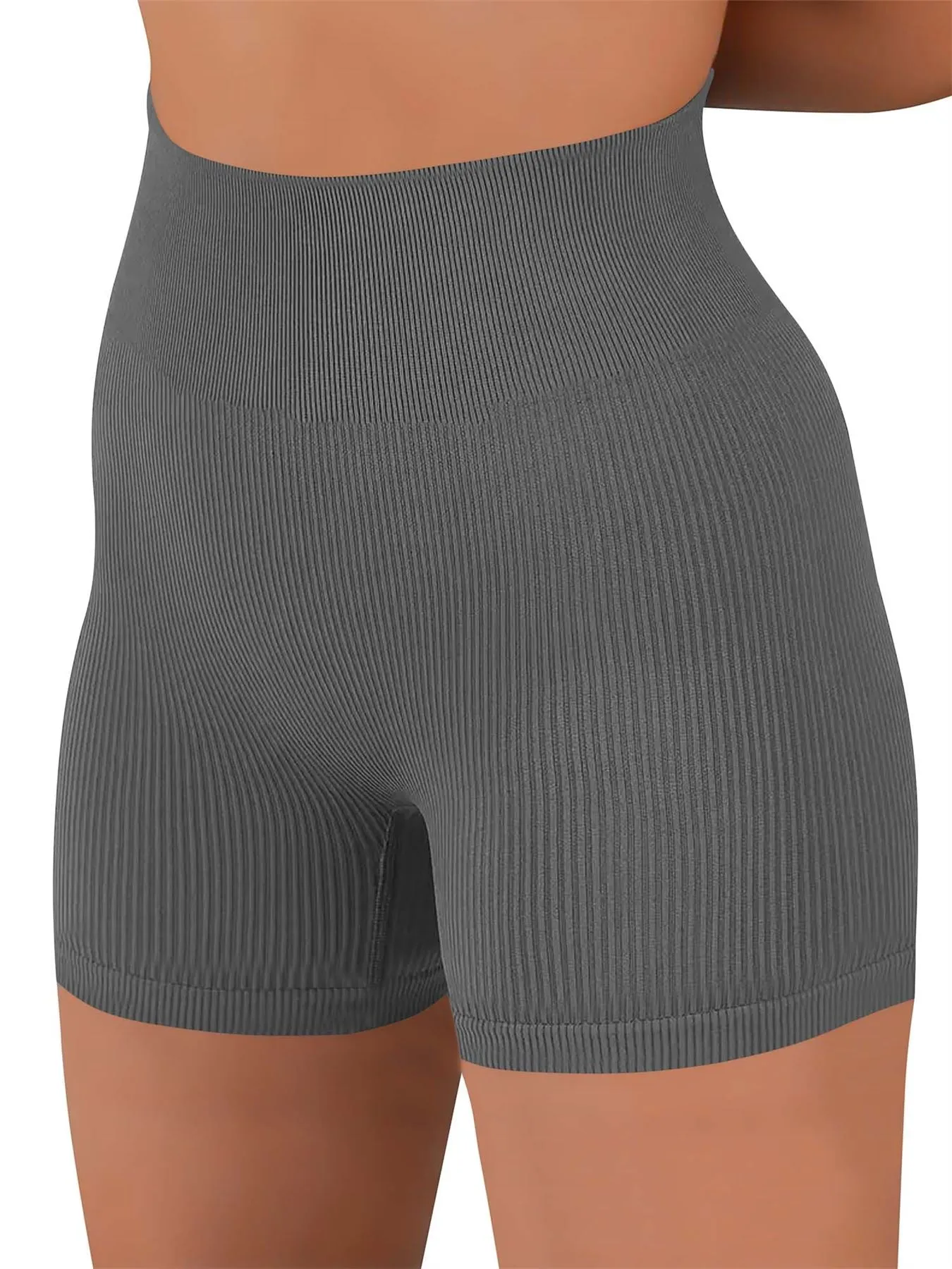 Plain Seamless Ribbed Cycling Shorts
