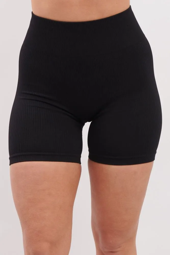 Plain Seamless Ribbed Cycling Shorts