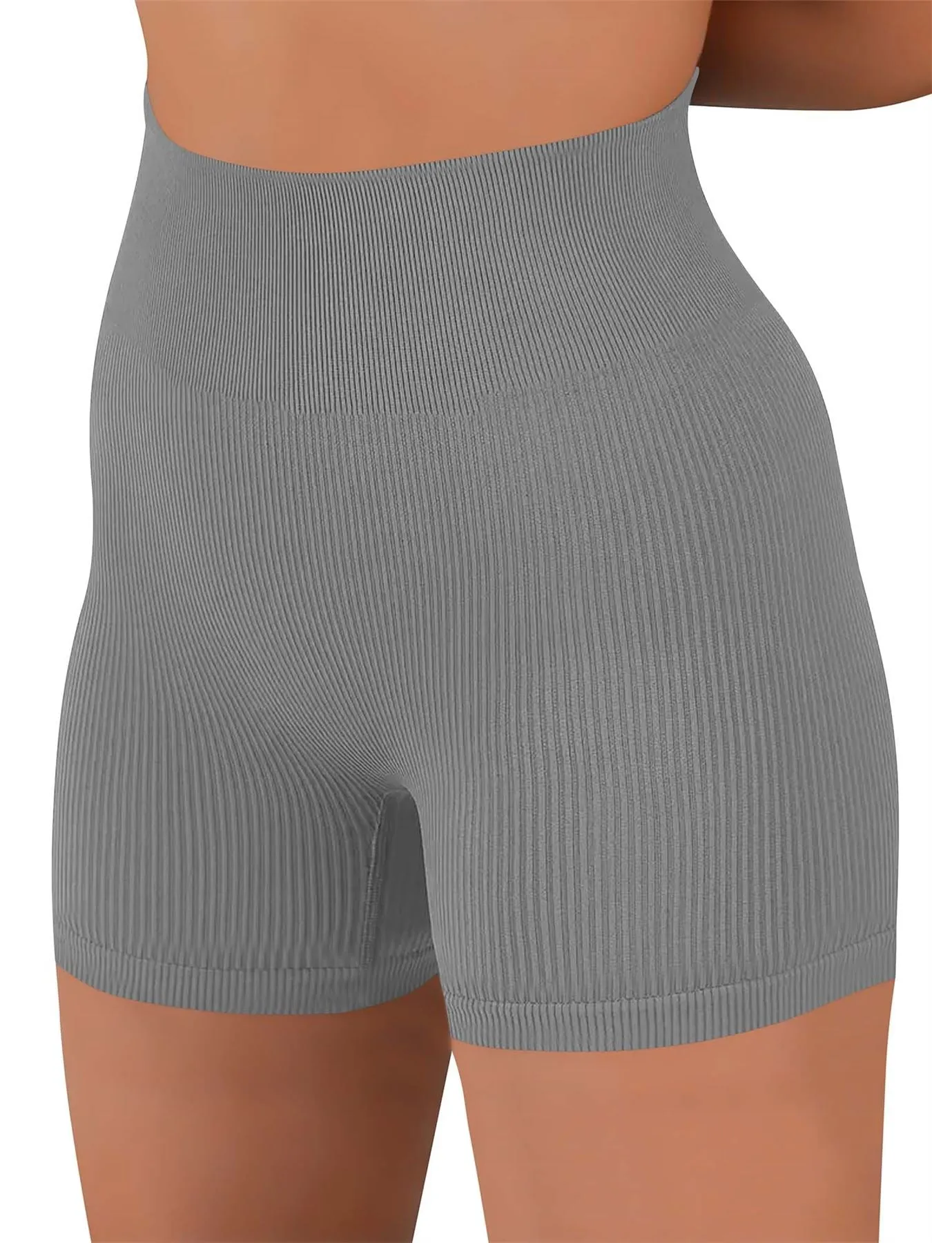 Plain Seamless Ribbed Cycling Shorts