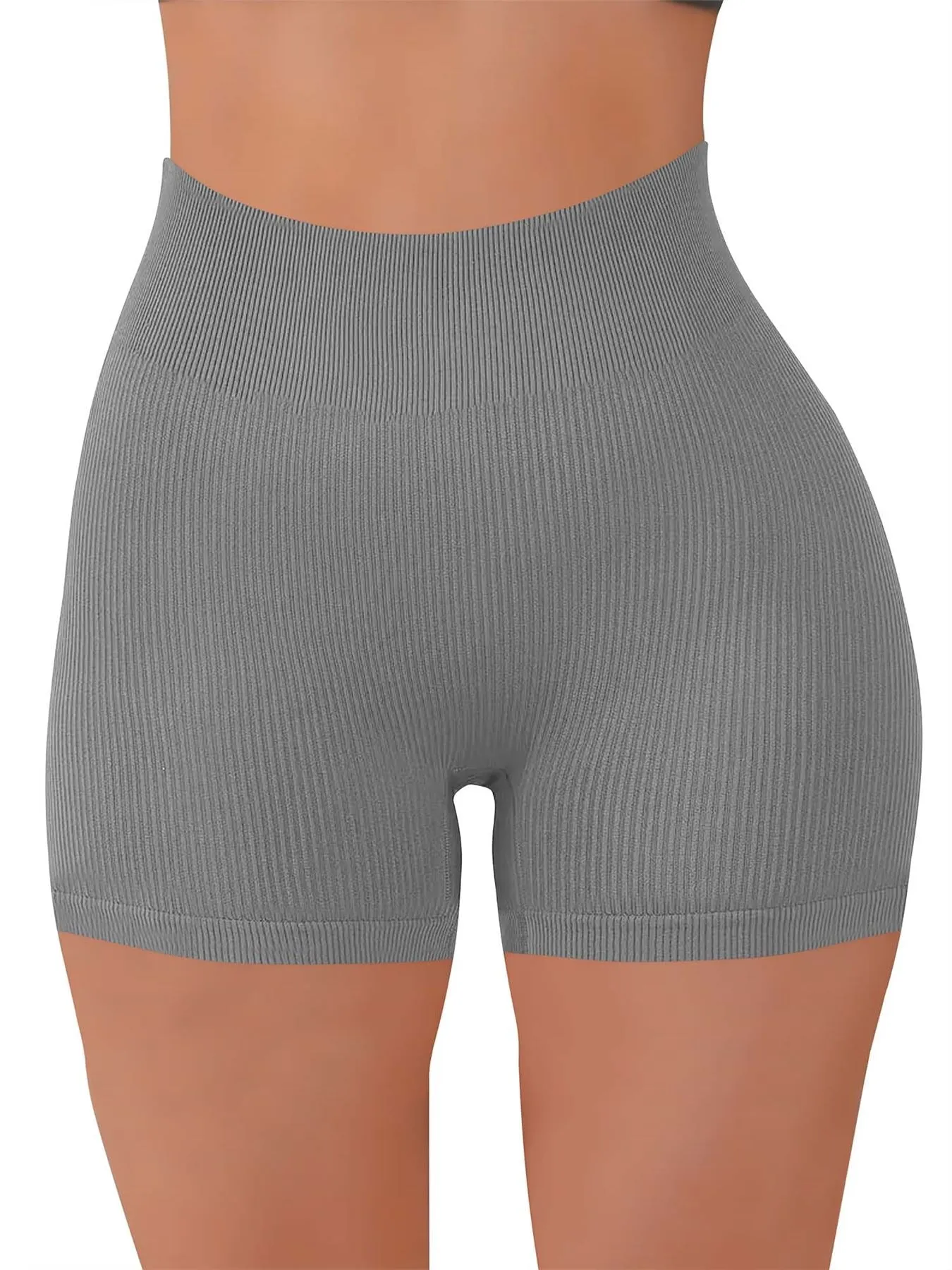 Plain Seamless Ribbed Cycling Shorts
