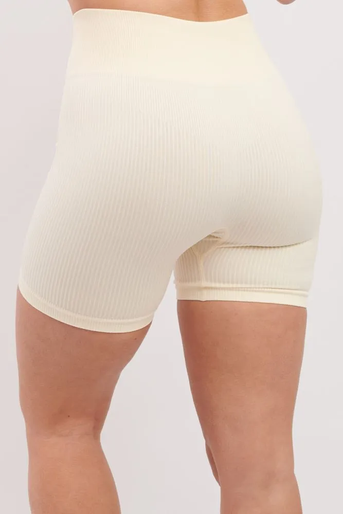 Plain Seamless Ribbed Cycling Shorts