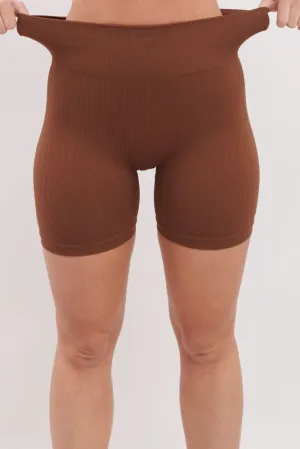 Plain Seamless Ribbed Cycling Shorts