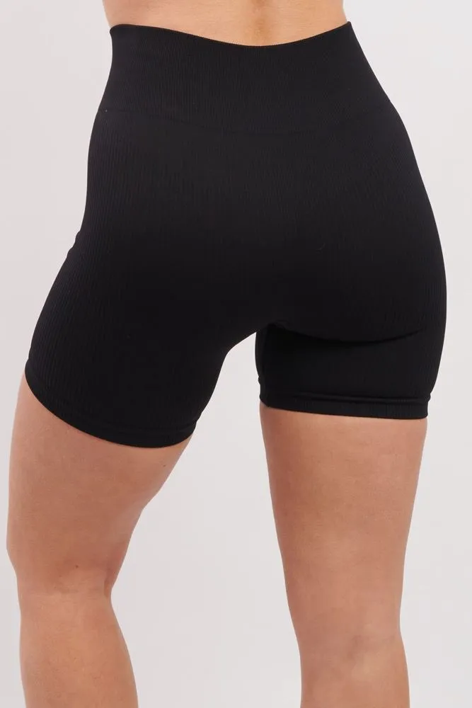 Plain Seamless Ribbed Cycling Shorts
