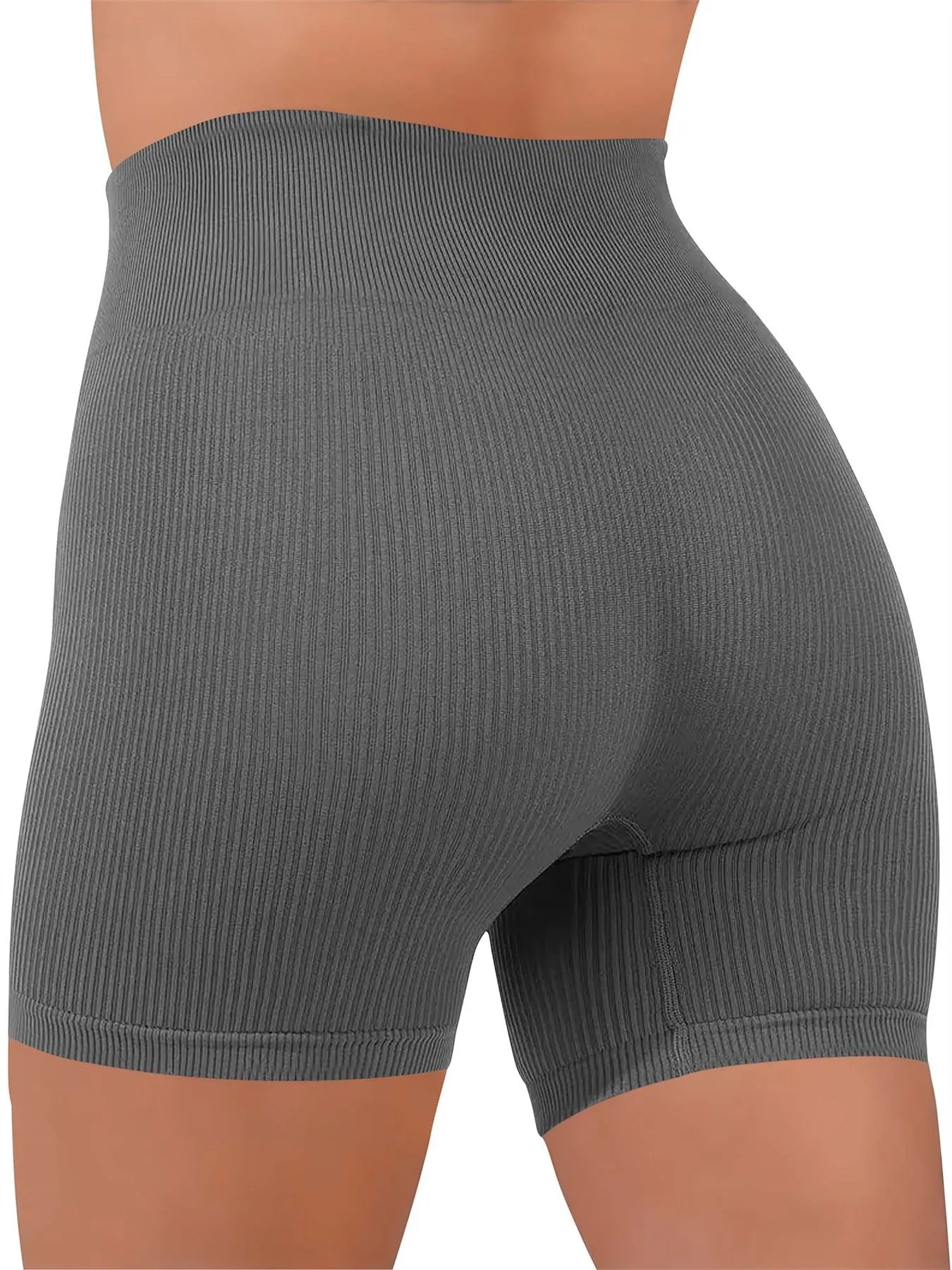 Plain Seamless Ribbed Cycling Shorts