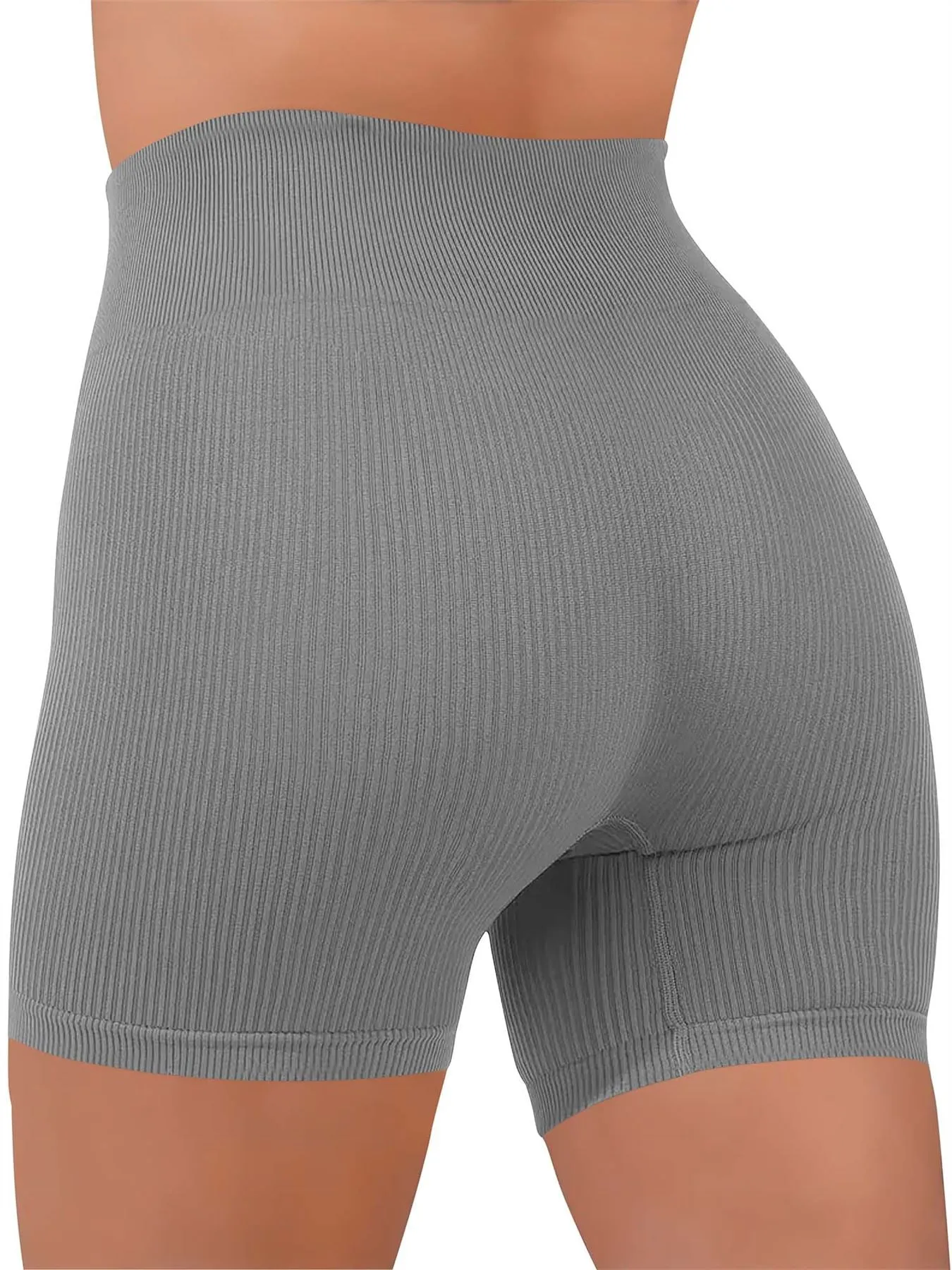 Plain Seamless Ribbed Cycling Shorts