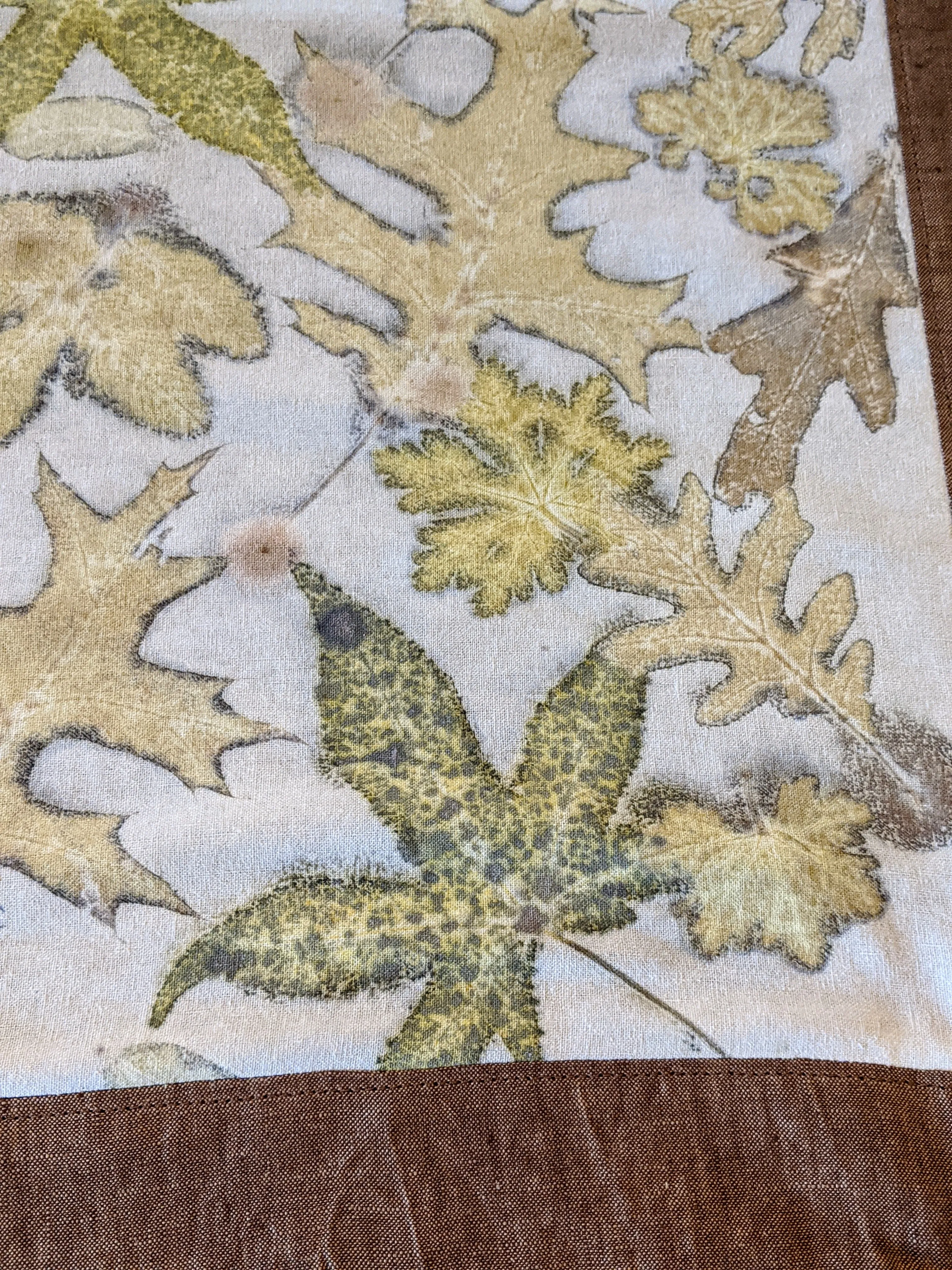 Raw Silk & Pure Linen Botanically Printed Table Runner