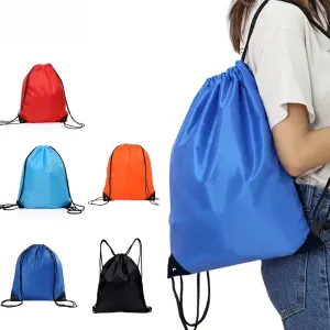realaiot  1pc Waterproof Lightweight Drawstring Bag, Large Capacity Backpack, Outdoor Sports Backpack For Cycling Walking Running, Simple Casual Solid Color Backpack For Men And Women