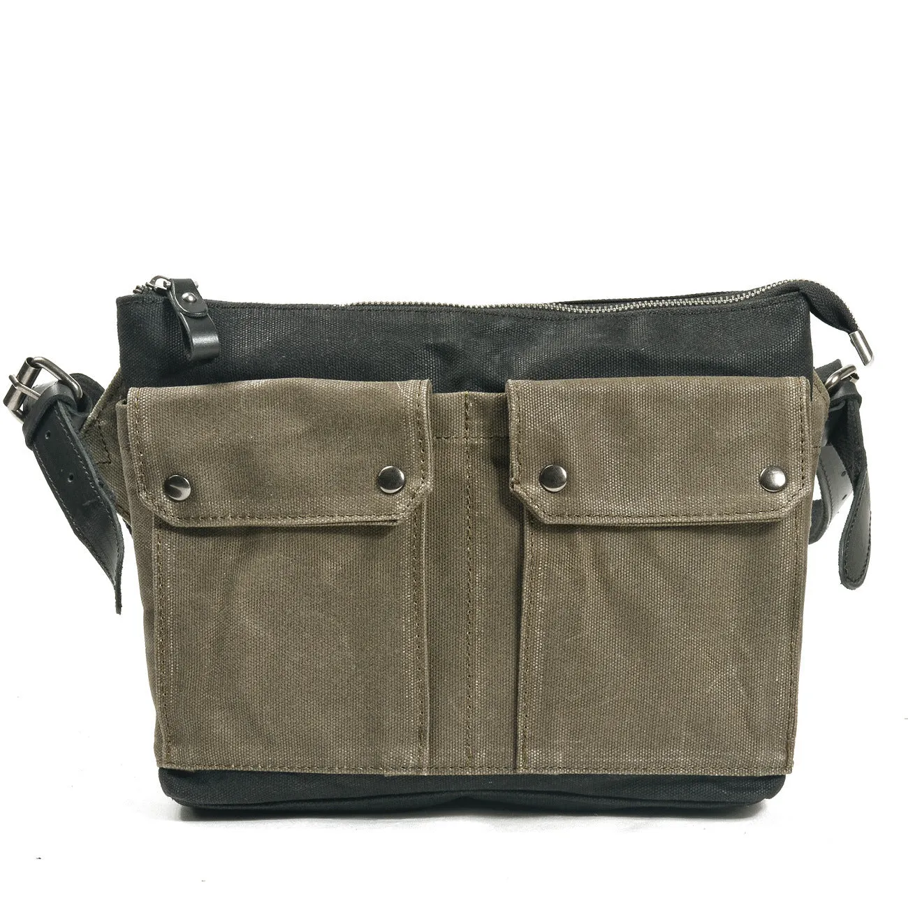 REALAIOT Retro oil wax canvas contrasting color messenger bag men's and women's small mini carry-on bag daily leisure outdoor cycling bag