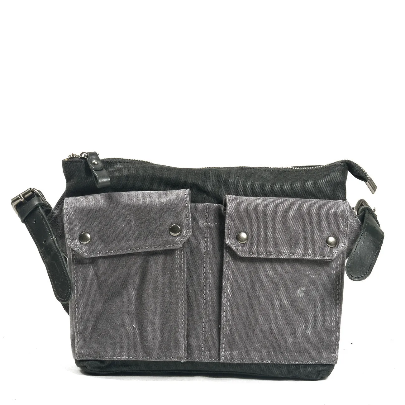 REALAIOT Retro oil wax canvas contrasting color messenger bag men's and women's small mini carry-on bag daily leisure outdoor cycling bag