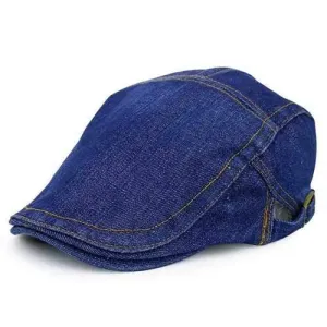 Retro Denim Adjustable Flat Hat - Medium Blue