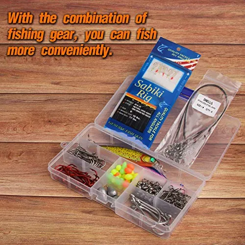 Saltwater Fishing Lures Surf Fishing Tackle Box, 157pcs Surf Fishing Bait Rigs Minnow Lure Bucktail Jig Hooks Sinker Fishing Gear Accessories