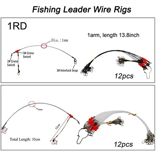 Saltwater Surf Fishing Tackle Kit -138pcs Leader Rigs Saltwater Lures Spoon Sinker Weights Floats Hooks Swivel Beach Fishing Gear