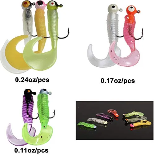 Shaddock Fishing 17 Piece 7 Colors Soft Jig Heads Hooks Kit