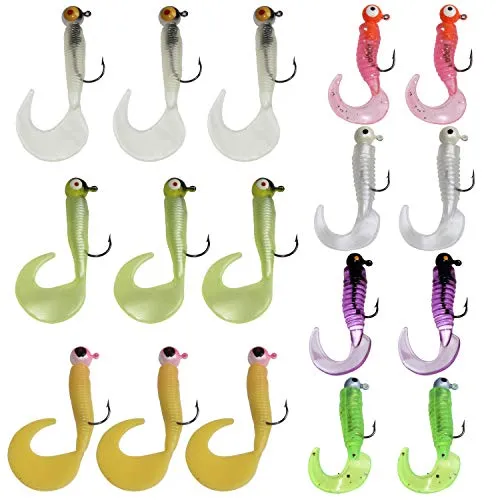 Shaddock Fishing 17 Piece 7 Colors Soft Jig Heads Hooks Kit