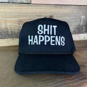 Shit Happens Vintage Black Golf Rope Snapback Cap Hat Funny For Him Custom Embroidered