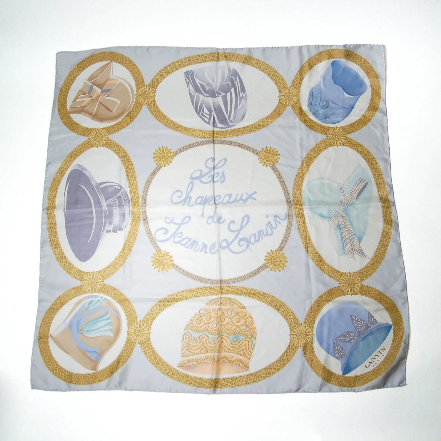 Silk Scarf with Millinery Scene by Lanvin Paris