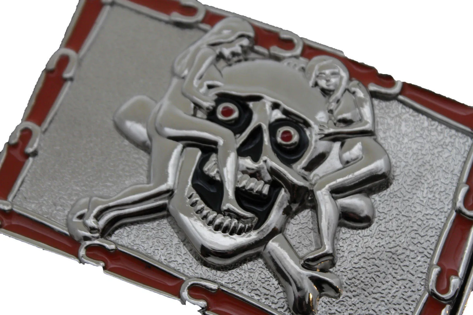 Silver Metal Skull Skeleton Bone Pirate Belt Buckle Halloween Sexy Ladies Men