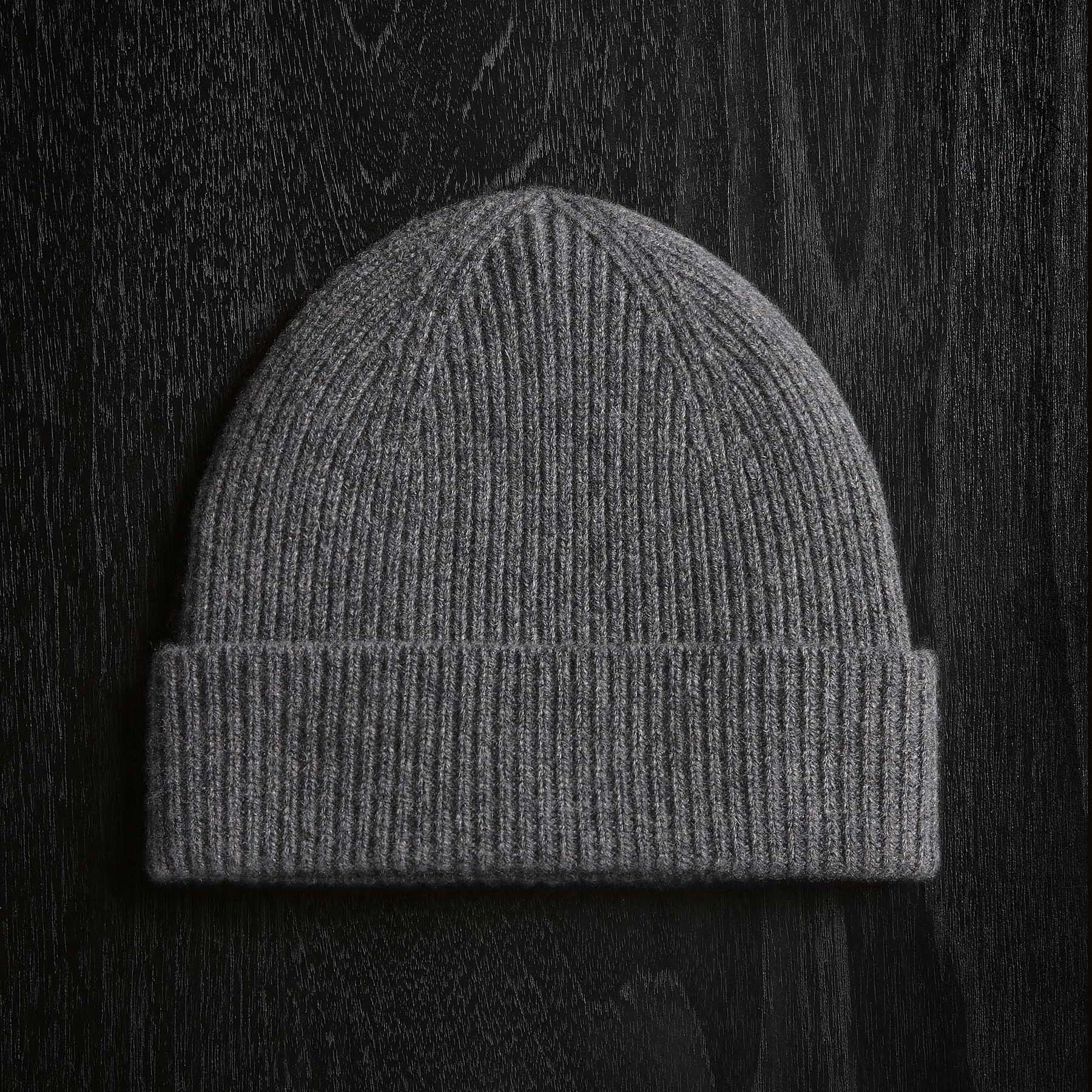 Solid Cashmere Beanie - Grey Felt