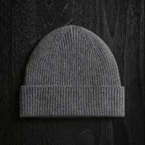 Solid Cashmere Beanie - Grey Felt