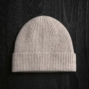 Solid Cashmere Beanie - Stone