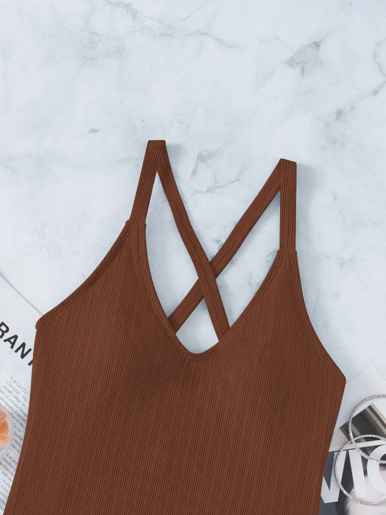 Solid Color Bikini Swimsuit with Adjustable Crossover Design