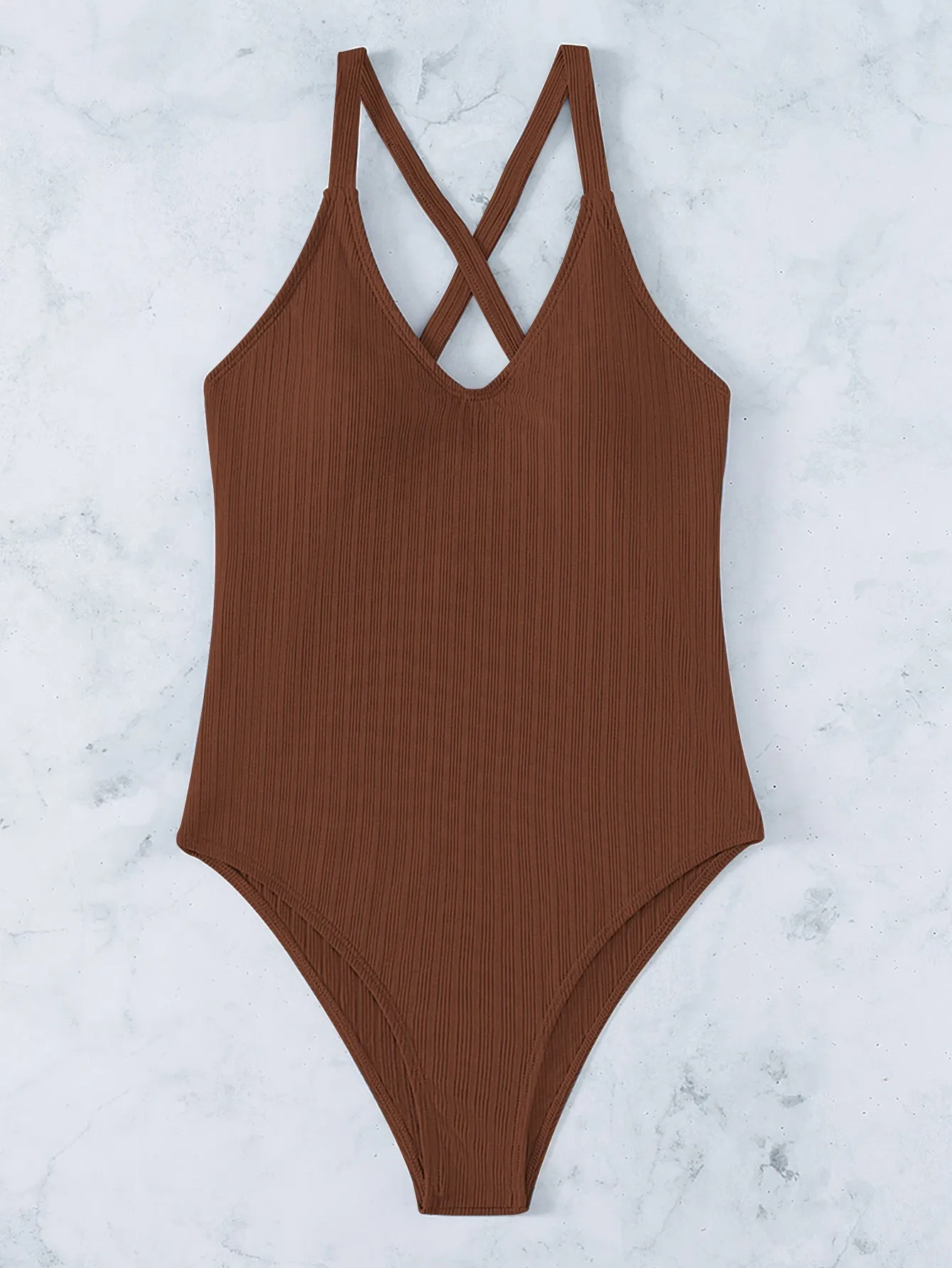Solid Color Bikini Swimsuit with Adjustable Crossover Design