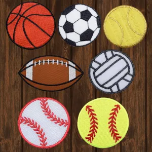 Sports Balls Embroidered Patch — 7-Pack — Iron On