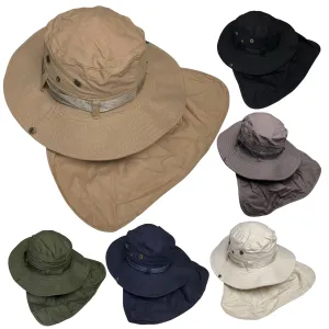 Summer Boonie Hat with Neck Flap, Wide Brim, Sun Protection