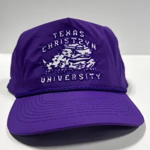 TEXAS CHRISTZYN UNIVERSITY Vintage Rope Golf Purple SnapBack Cap Hat Custom Embroidery