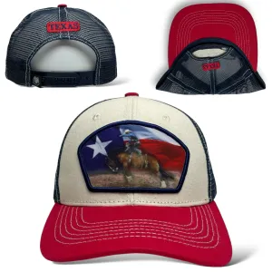 Texas Flag Cowboy Bucking Bronco Horse Snapback Cap, Rodeo Style